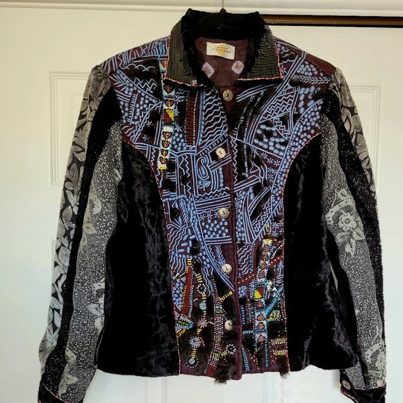 Sandy Starkman Jackets & Blazers - Sandy Starkman Women's Art-to-Wear Designer Jacket Embroidered Beaded, Medium